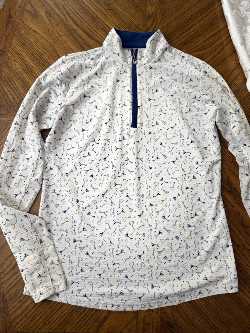 SanSoleil Long Sleeve Print Mock 900611 Speak Easy | SPF 50 size Small